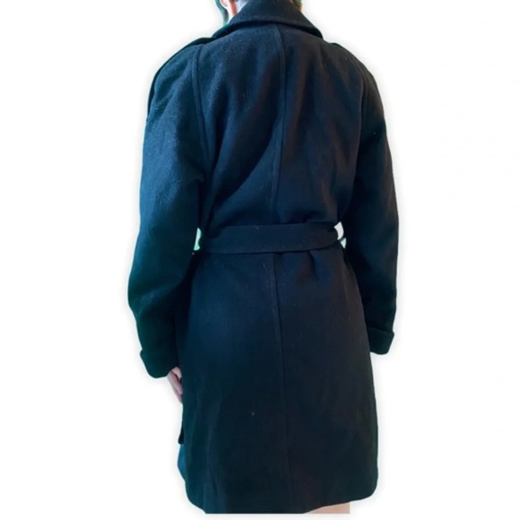 Albert Nipon Black Wool Pea Coat - Picture 7 of 16